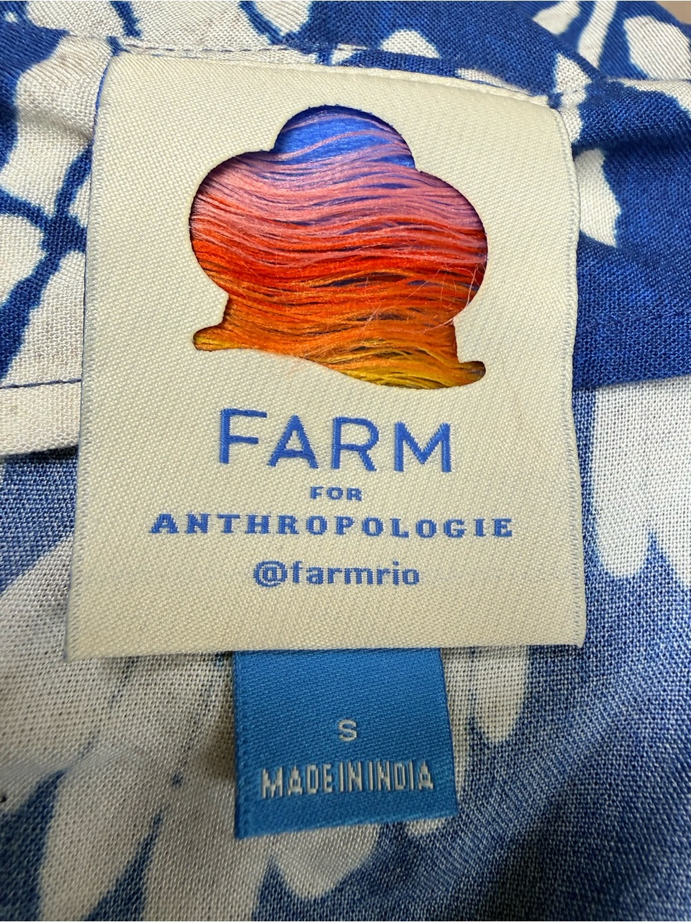 Anthropologie x FARM Rio Blue Tropical Woodblock Viscose Midi Skirt - Small - Picture 3 of 3
